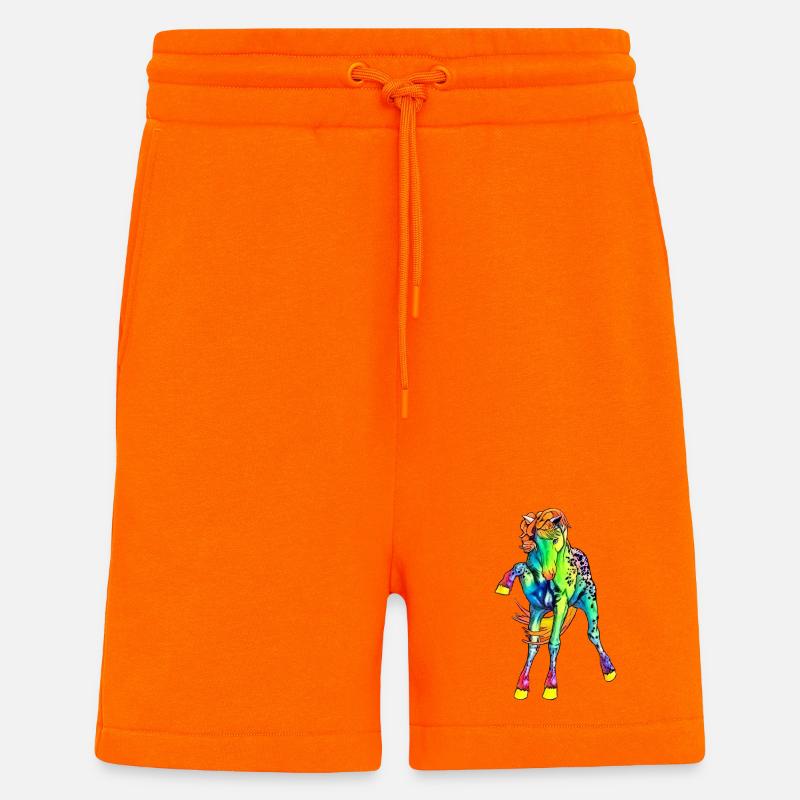 Cheval néon - Short bio décontracté fabriqué en UE - SUNSET ORANGE