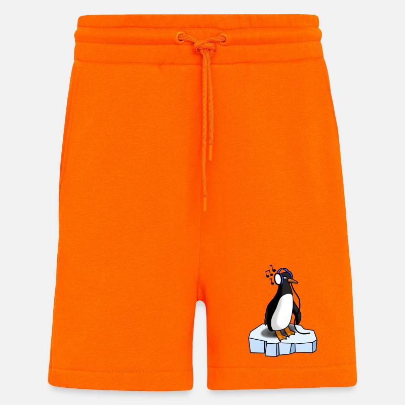 Süsser Pinguin hört Musik - Shorts - made by SPREAD - SUNSET ORANGE