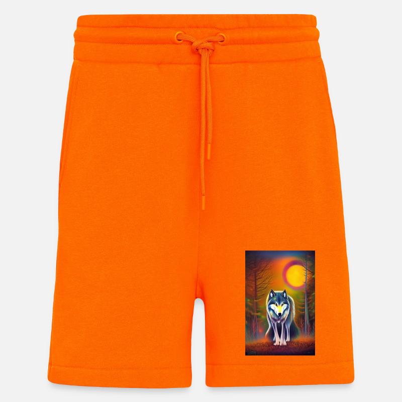 Le loup et la lune - Short bio décontracté fabriqué en UE - SUNSET ORANGE