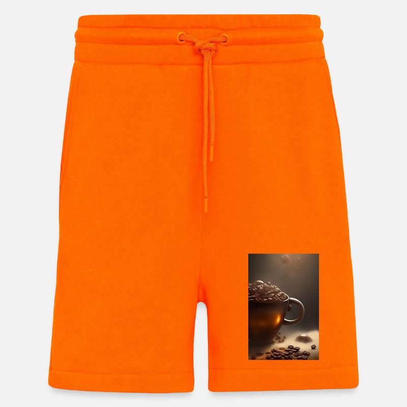 Café, grains de café - Short bio décontracté fabriqué en UE - SUNSET ORANGE
