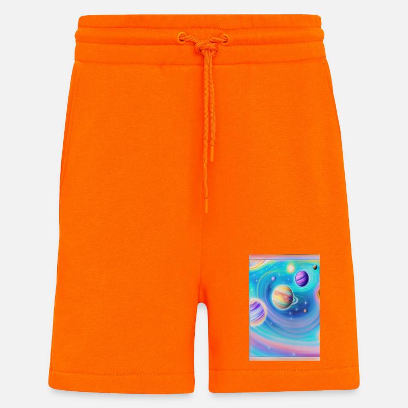 Espace et planètes - Short bio décontracté fabriqué en UE - SUNSET ORANGE