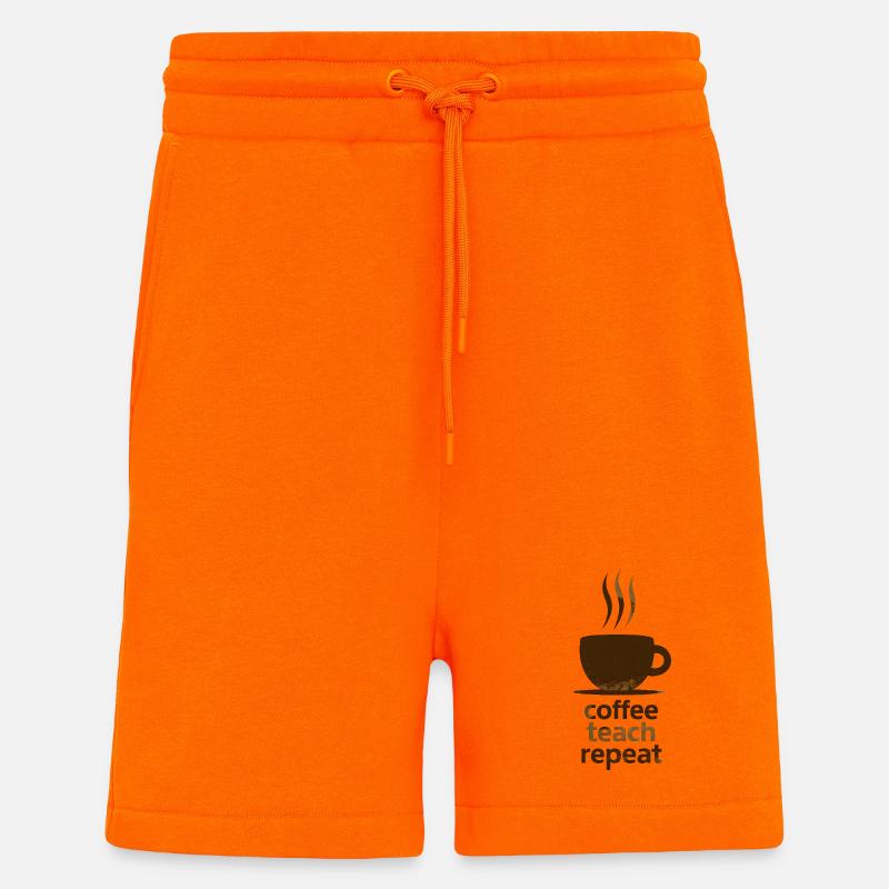 Café, Enseigner, Répéter - Short bio décontracté fabriqué en UE - SUNSET ORANGE