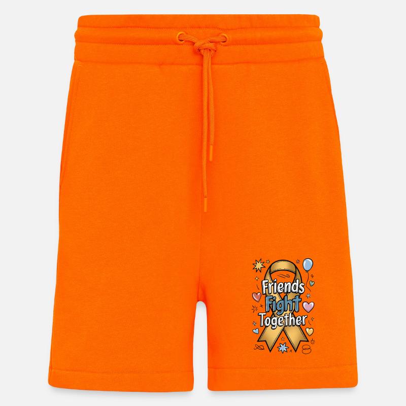 Des amis se battent ensemble - Short bio décontracté fabriqué en UE - SUNSET ORANGE
