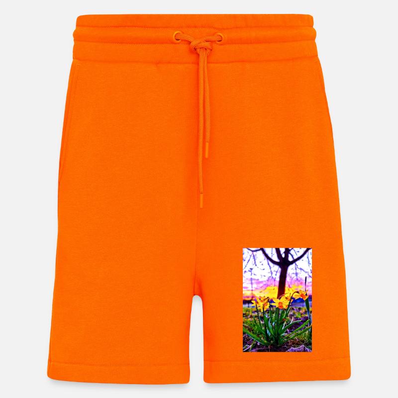 Jonquilles au coucher du soleil - Short bio décontracté fabriqué en UE - SUNSET ORANGE