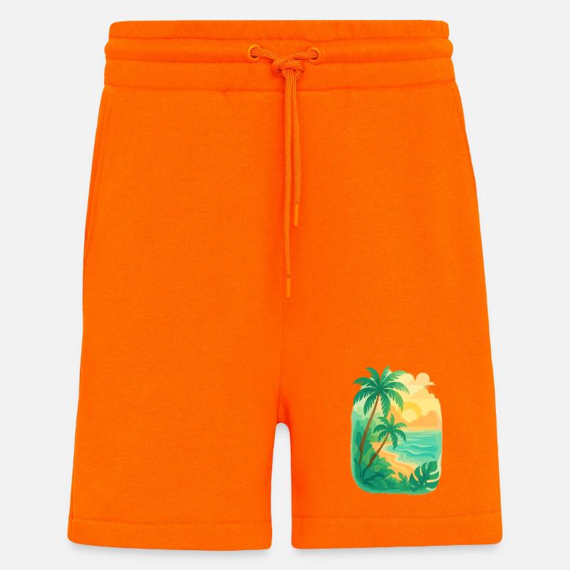 Tranquillité tropicale - Short bio décontracté fabriqué en UE - SUNSET ORANGE
