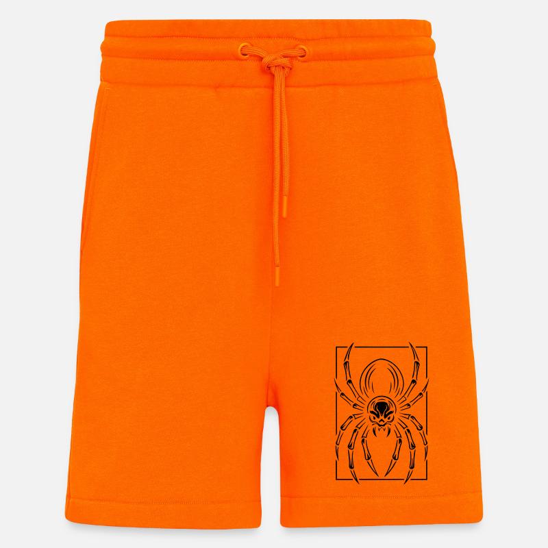 Araignée stylisée - Short bio décontracté fabriqué en UE - SUNSET ORANGE