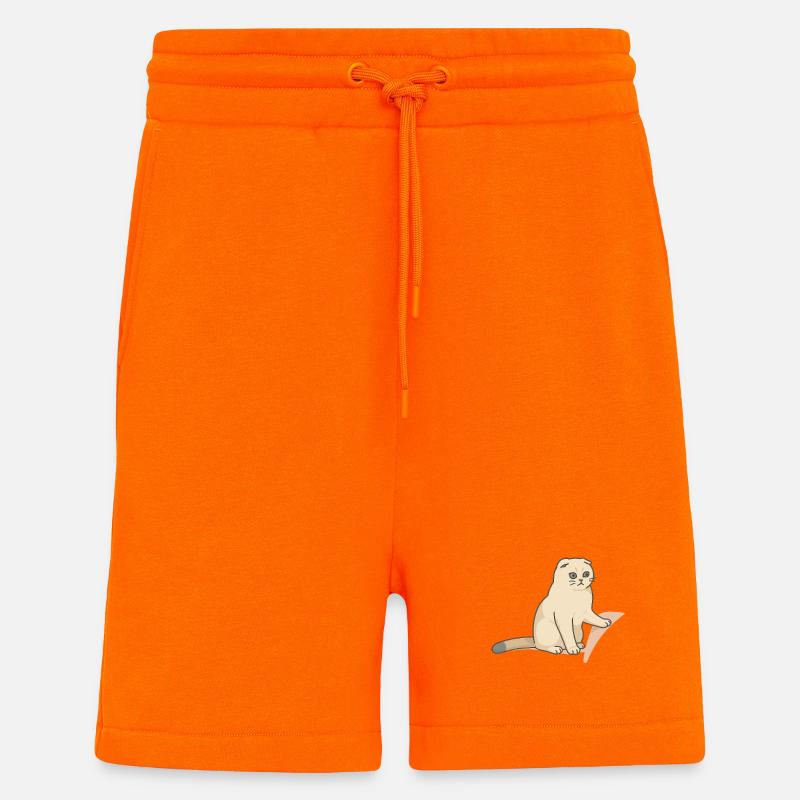 Chat mignon avec une expression mélancolique - Short bio décontracté fabriqué en UE - SUNSET ORANGE
