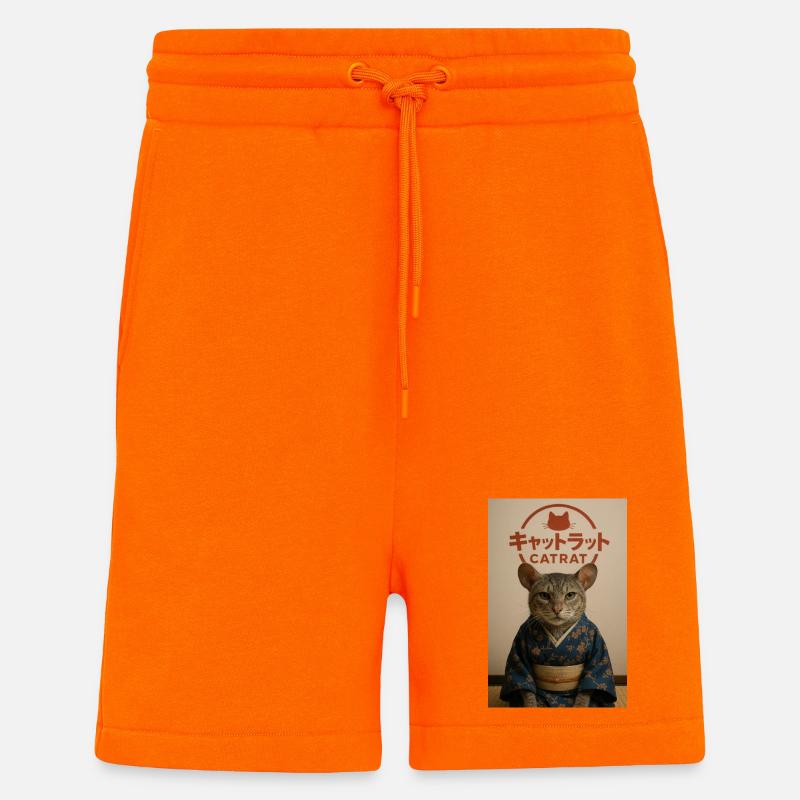 Cat Elegance im Kimono - Shorts - made by SPREAD - SUNSET ORANGE