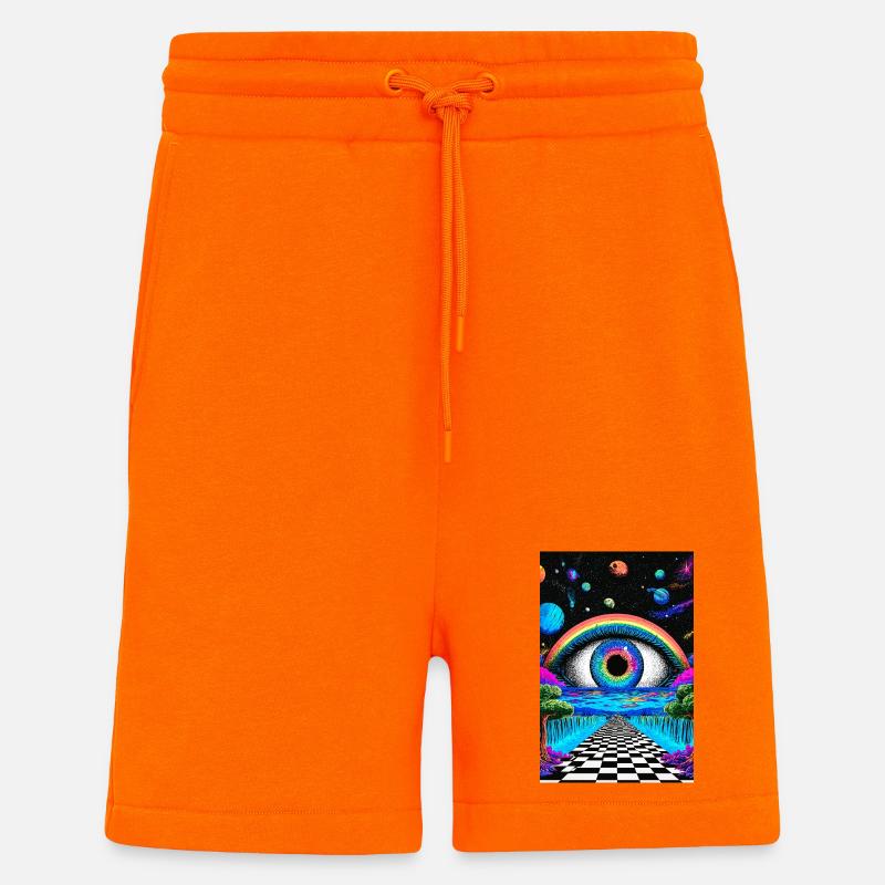 Voyage Psychédélique dans l'Espace - Short bio décontracté fabriqué en UE - SUNSET ORANGE