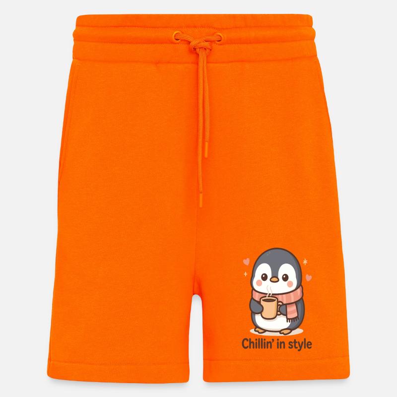 Niedlicher Pinguin mit Kaffee - Shorts - made by SPREAD - SUNSET ORANGE