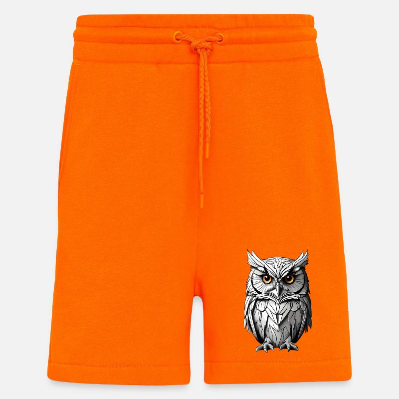 Weise Eule Monochrom Porträt - Shorts - made by SPREAD - SUNSET ORANGE