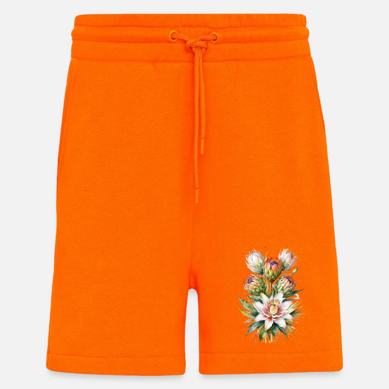 Protea Bloom Aquarell - Shorts - made by SPREAD - SUNSET ORANGE
