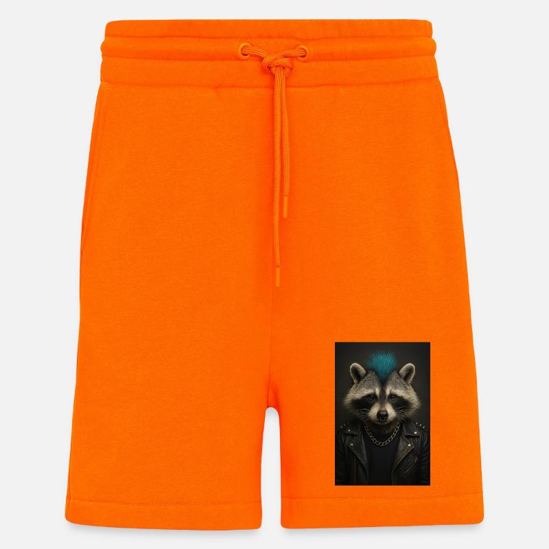 Punk-Waschbär im Lederjacke - Shorts - made by SPREAD - SUNSET ORANGE
