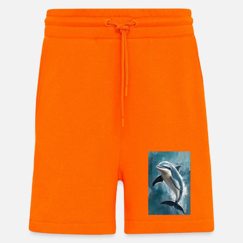Illustration eines Delfins - Shorts - made by SPREAD - SUNSET ORANGE