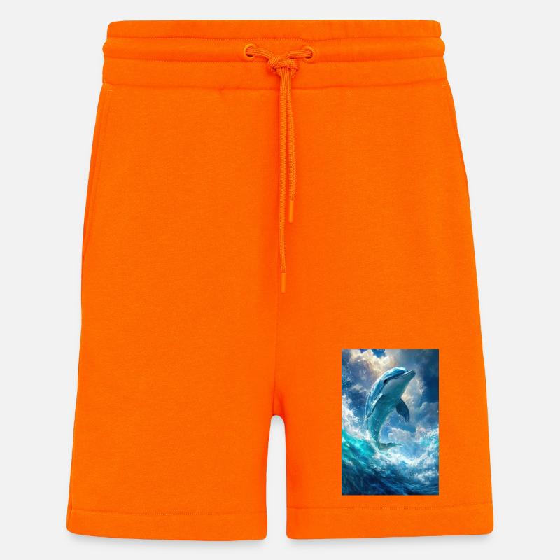 Illustration eines Delfins - Shorts - made by SPREAD - SUNSET ORANGE