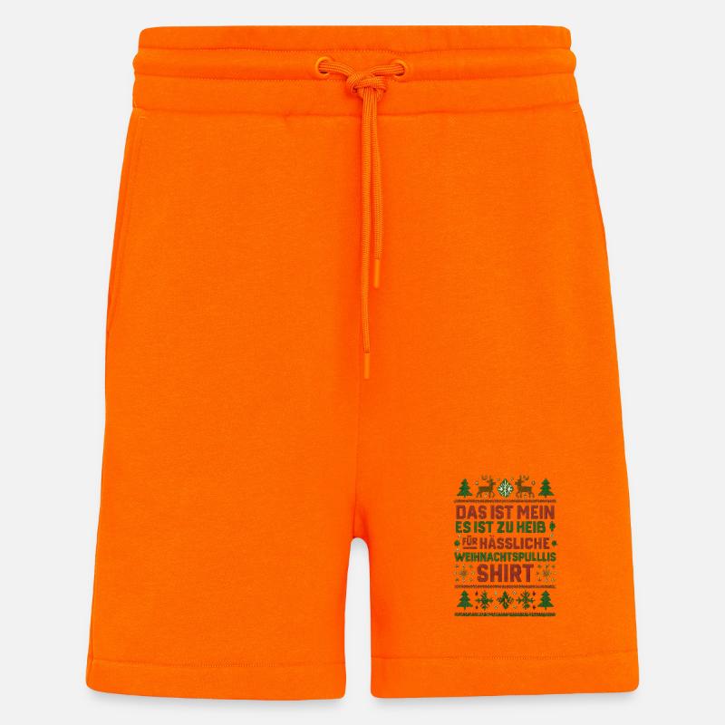 Chemise pull de Noël moche - Short bio décontracté fabriqué en UE - SUNSET ORANGE