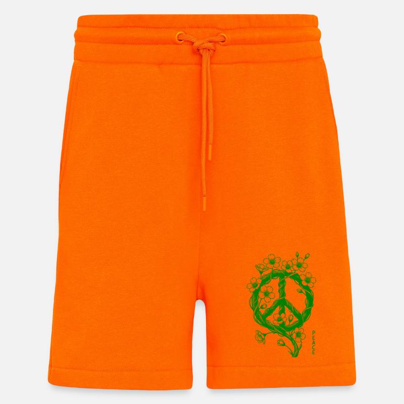 Symbole de la Paix en Fleurs - Short bio décontracté fabriqué en UE - SUNSET ORANGE