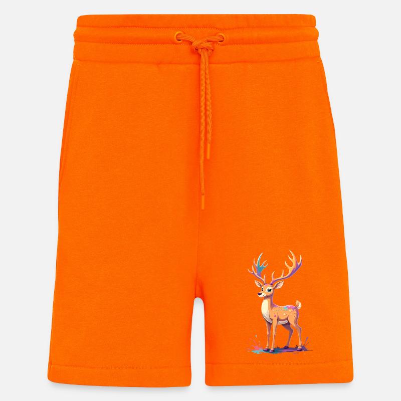 Reh mit Regenbogen-Geweih Farbexplosion - Shorts - made by SPREAD - SUNSET ORANGE