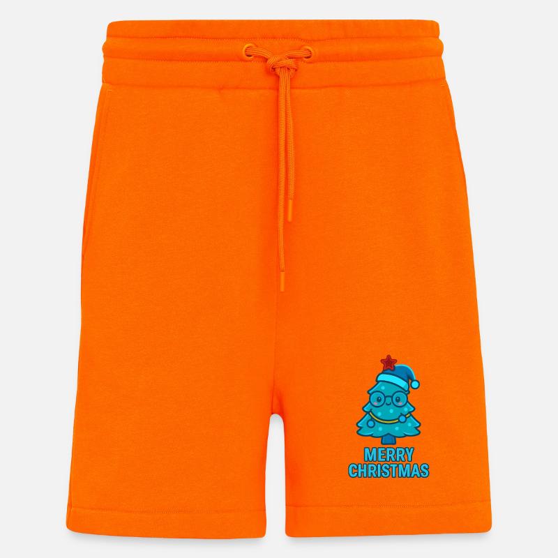 Blauer Comic-Weihnachtsbaum mit Brille - Shorts - made by SPREAD - SUNSET ORANGE