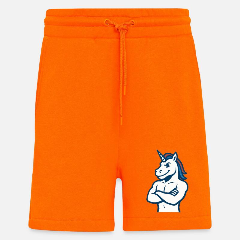 Selbstbewusstes Einhorn-Maskottchen Starkes Sportdesign - Shorts - made by SPREAD - SUNSET ORANGE