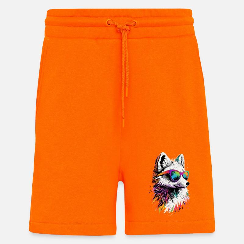 Polarfuchs Schneefuchs Eisfuchs Süßer Weißer Fuchs - Shorts - made by SPREAD - SUNSET ORANGE