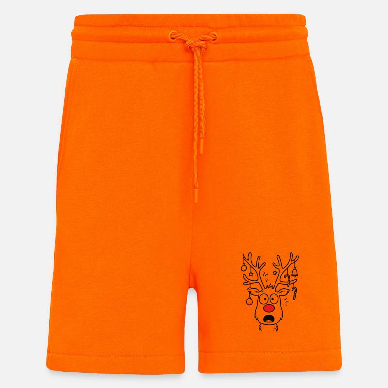 Cerf Rudolph Joyeux Noël doux - Short bio décontracté fabriqué en UE - SUNSET ORANGE