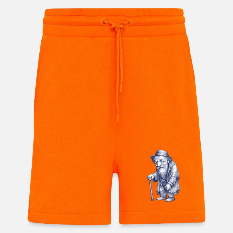 Old man hiker with cane - Shorts - made by SPREAD - SUNSET ORANGE