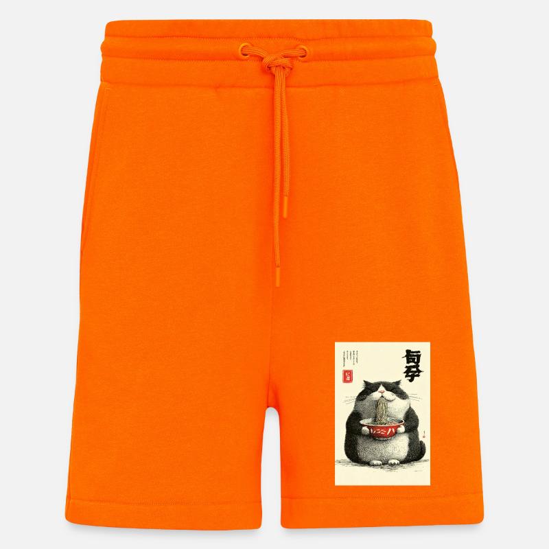 Neko-Nudelfest im Ukiyo-e-Stil - Shorts - made by SPREAD - SUNSET ORANGE