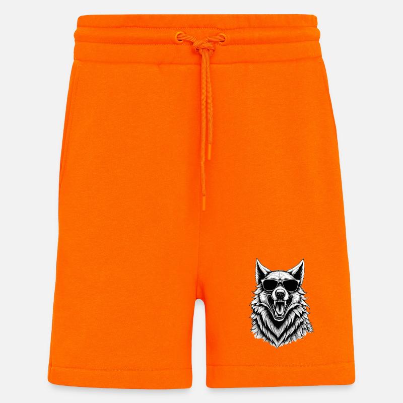 Laughing wolf with sunglasses - Shorts - made by SPREAD - SUNSET ORANGE