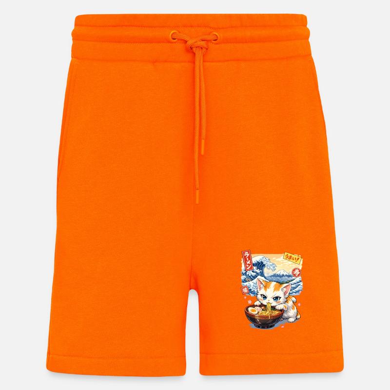 Kawaii Katze Ramen Samurai - Shorts - made by SPREAD - SUNSET ORANGE
