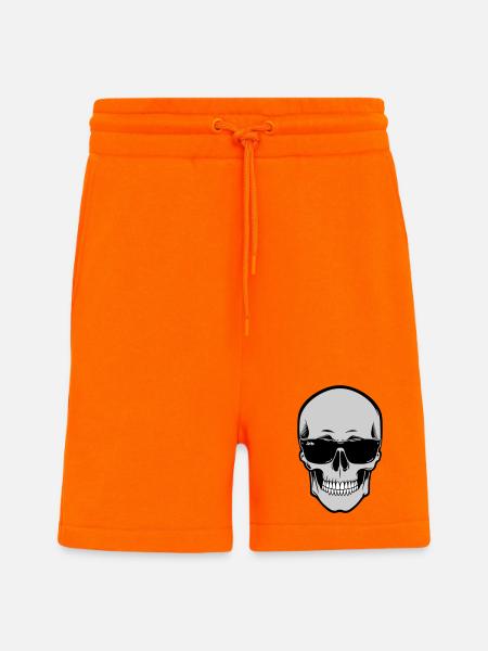 Skull with Sunglasses Graphic - Shorts - made by SPREAD - SUNSET ORANGE