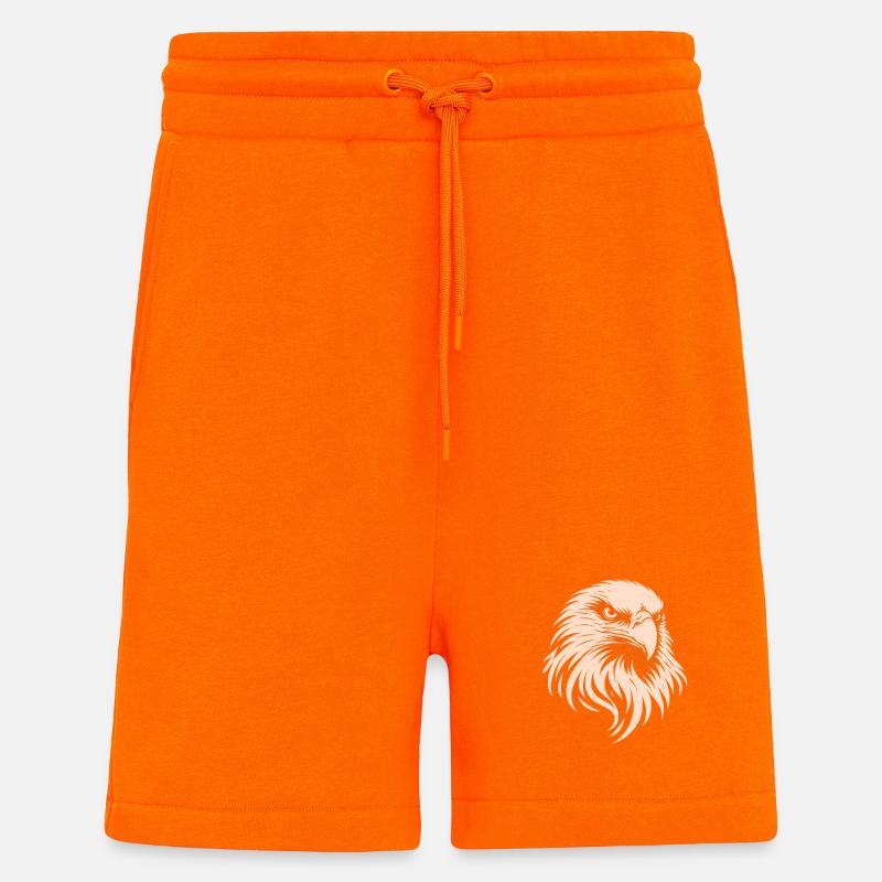 Eagle Head – Conception minimale d’art lineal - Short bio décontracté fabriqué en UE - SUNSET ORANGE