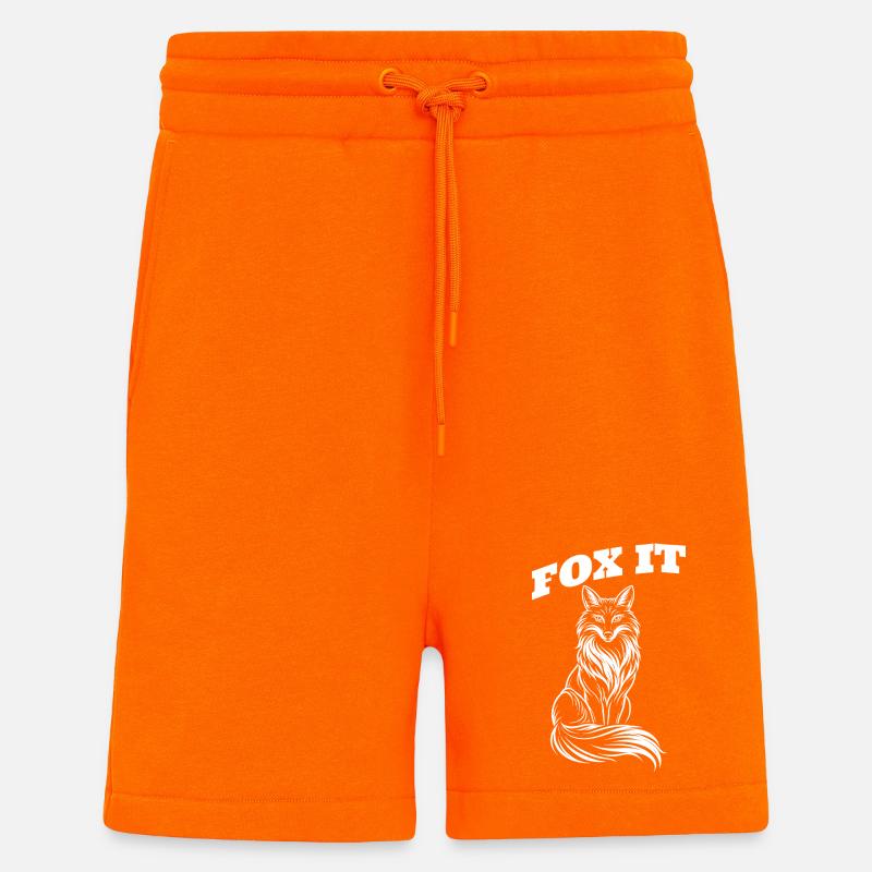 Silhouette de renard - Renard - Short bio décontracté fabriqué en UE - SUNSET ORANGE