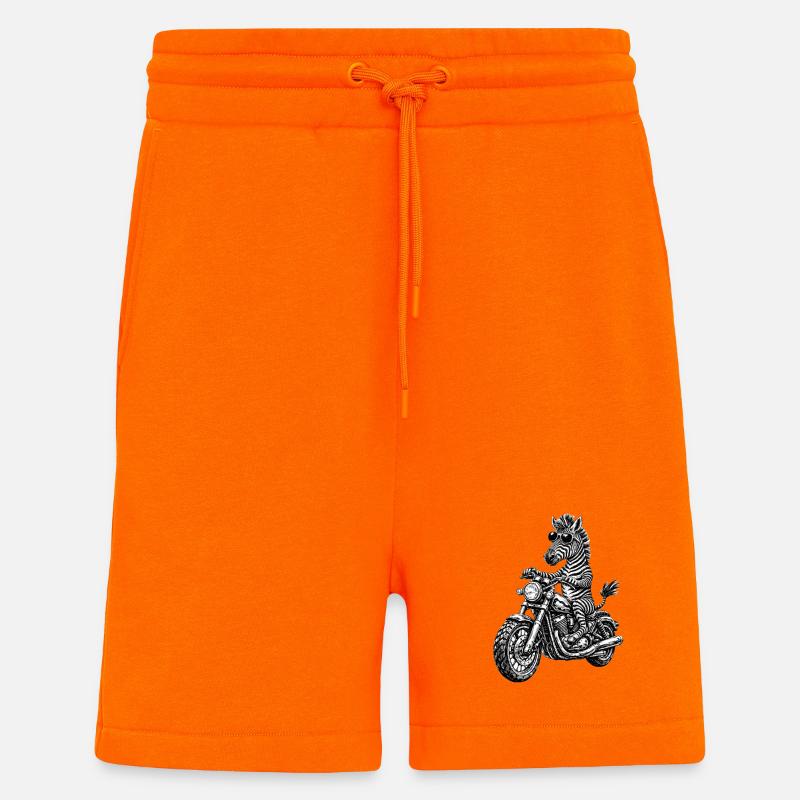 Zebra Motorrad-Rocker mit Sonnenbrille - Shorts - made by SPREAD - SUNSET ORANGE