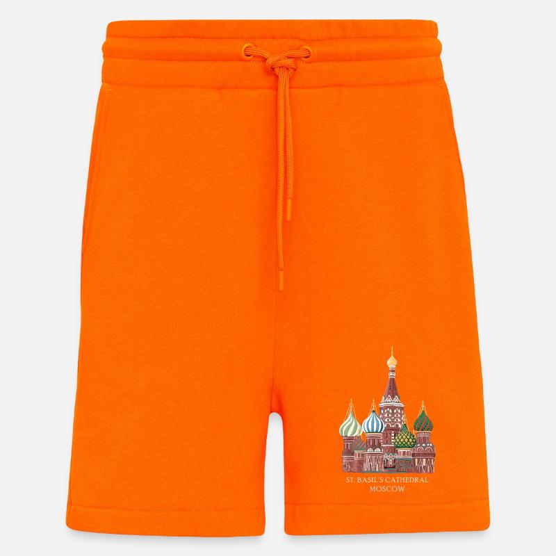 Moscow, Hand-drawn St. Basil's Cathedral - Shorts - made by SPREAD - SUNSET ORANGE