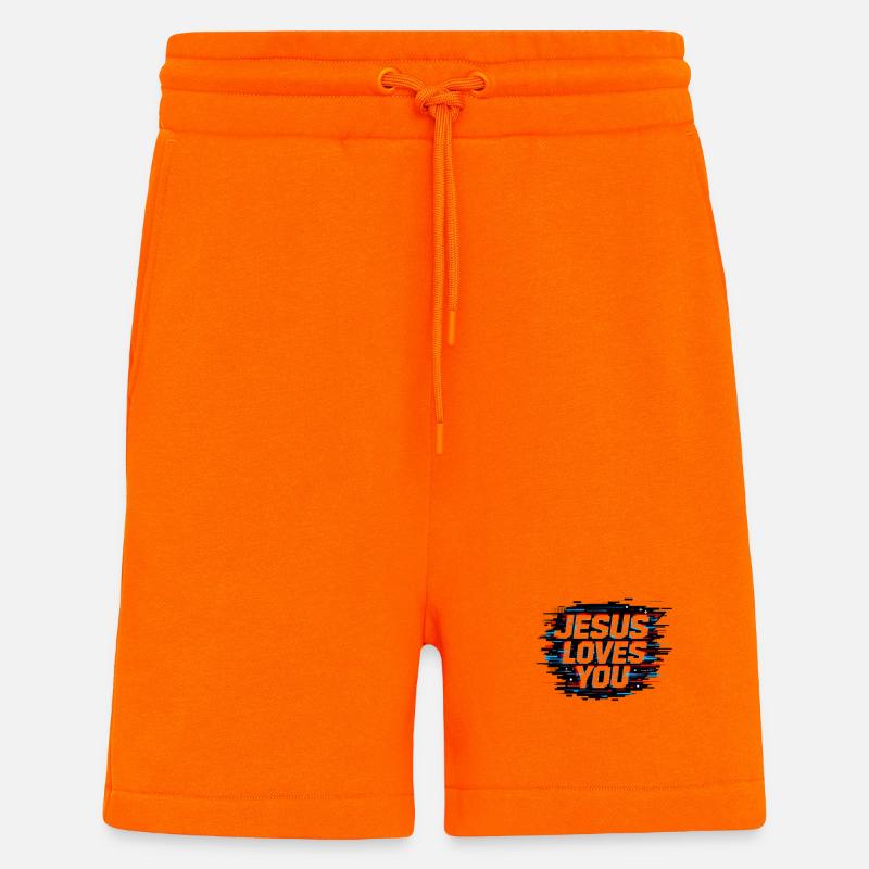 Bug de Jésus t’aime - Short bio décontracté fabriqué en UE - SUNSET ORANGE