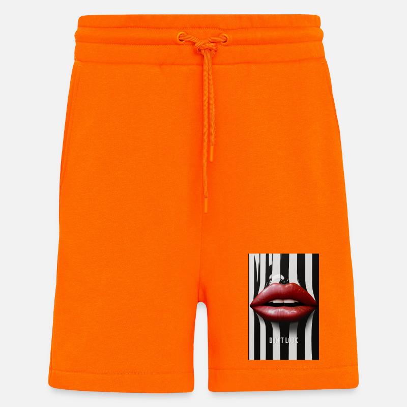 Don't Look Lips Statement Design - Shorts - made by SPREAD - SUNSET ORANGE
