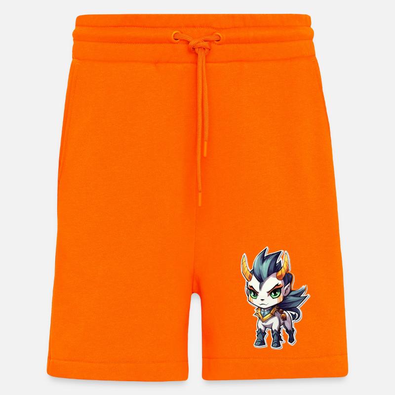 Cheval Démon Chibi - Short bio décontracté fabriqué en UE - SUNSET ORANGE