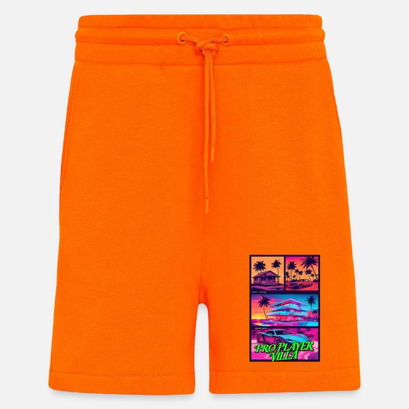 PROFISPIELER VILLA - Neon Synthwave Gaming Art - Shorts - made by SPREAD - SUNSET ORANGE