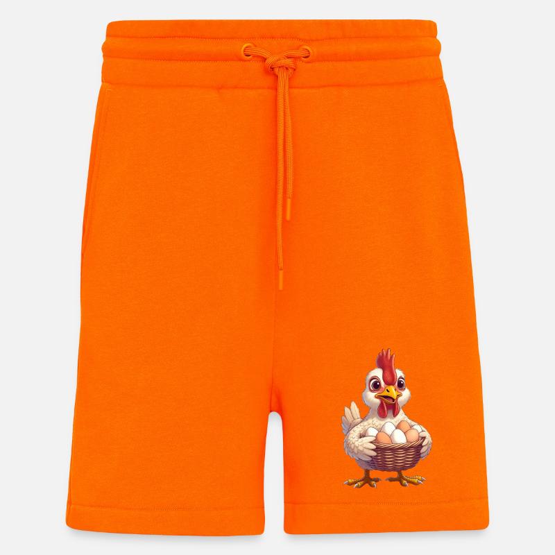Chicken with egg basket - Shorts - made by SPREAD - SUNSET ORANGE
