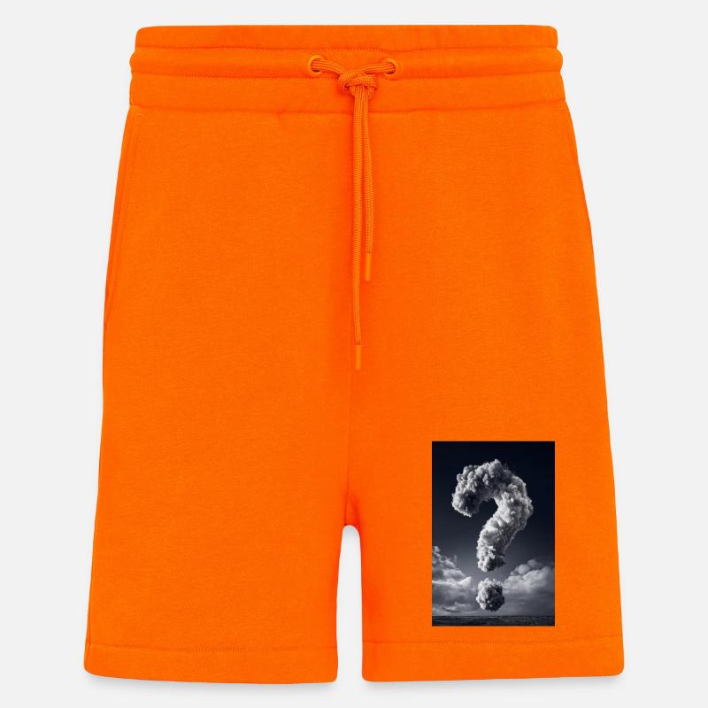Cloud Question Mark Monochrome - Shorts - made by SPREAD - SUNSET ORANGE