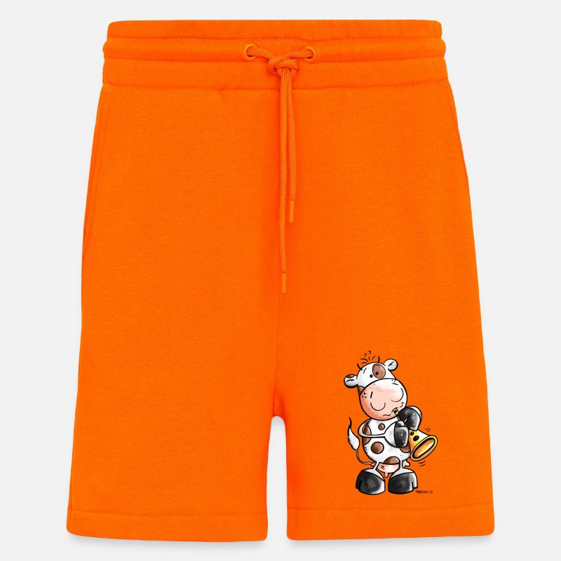 Kuh mit Trompete - Shorts - made by SPREAD - SUNSET ORANGE