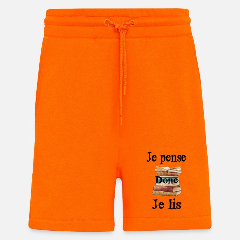 Je pense dons je lis - Short bio décontracté fabriqué en UE - SUNSET ORANGE