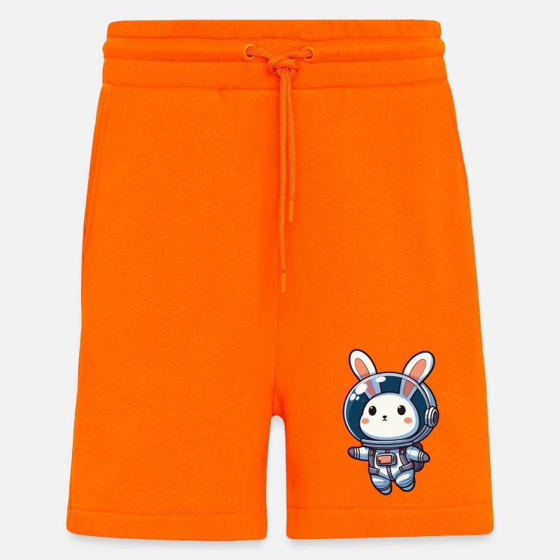 Lapin mignon, astronaute, lapin dans l’espace - Short bio décontracté fabriqué en UE - SUNSET ORANGE