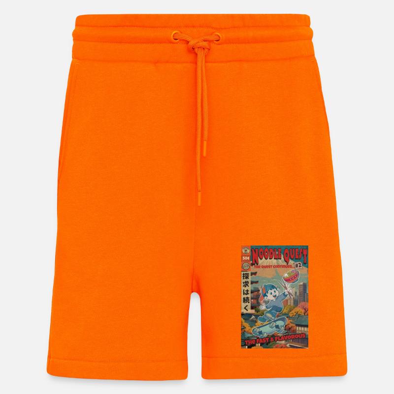 Retro Noodle Quest Comic - Shorts - made by SPREAD - SUNSET ORANGE