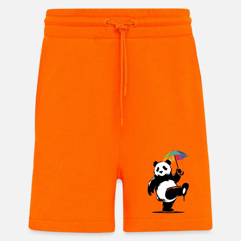 Tanzender Panda mit Regenbogenschirm - Shorts - made by SPREAD - SUNSET ORANGE