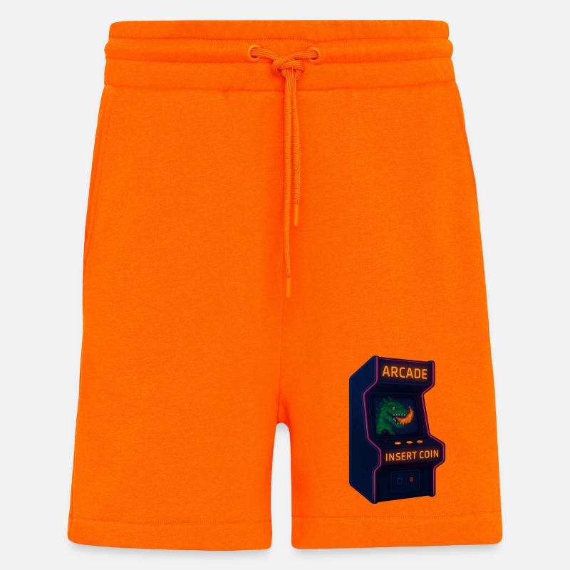 Dino Arcade Neon Pixel - Short bio décontracté fabriqué en UE - SUNSET ORANGE