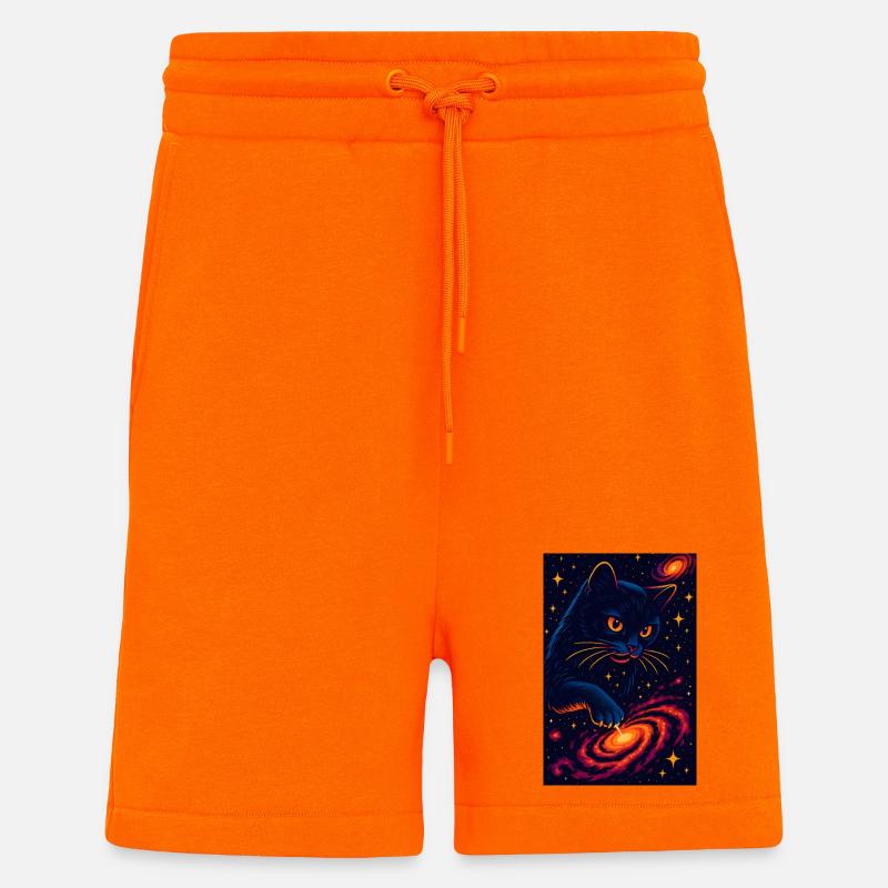 Conception de chat cosmique, Chats d’amour - Short bio décontracté fabriqué en UE - SUNSET ORANGE