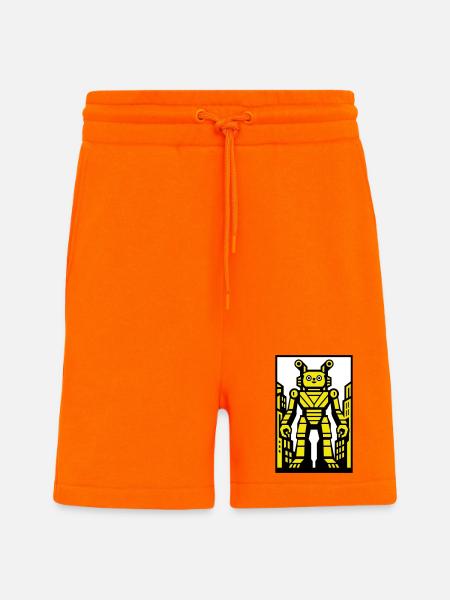 Cat Robot in Stadtlandschaft - Shorts - made by SPREAD - SUNSET ORANGE