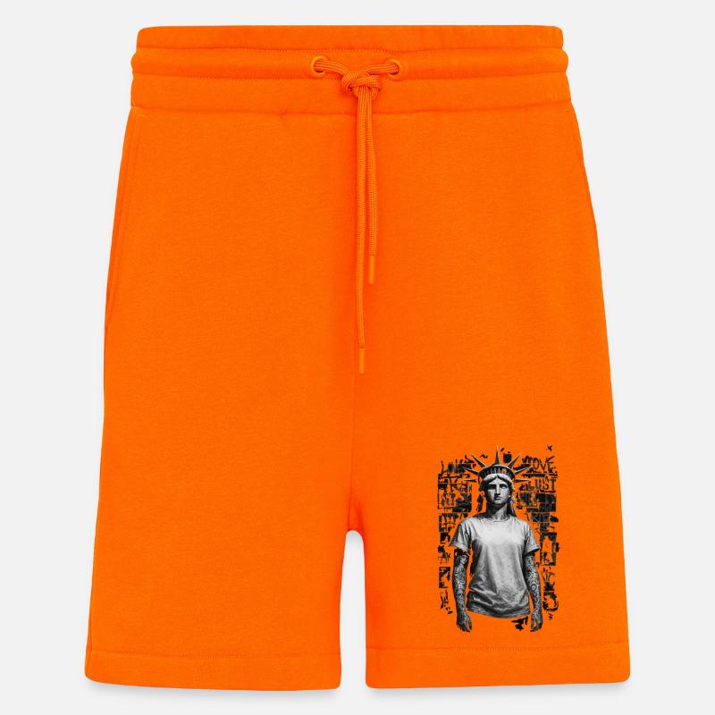 Freiheitsstatue in der Urban Graffiti Landschaft - Shorts - made by SPREAD - SUNSET ORANGE